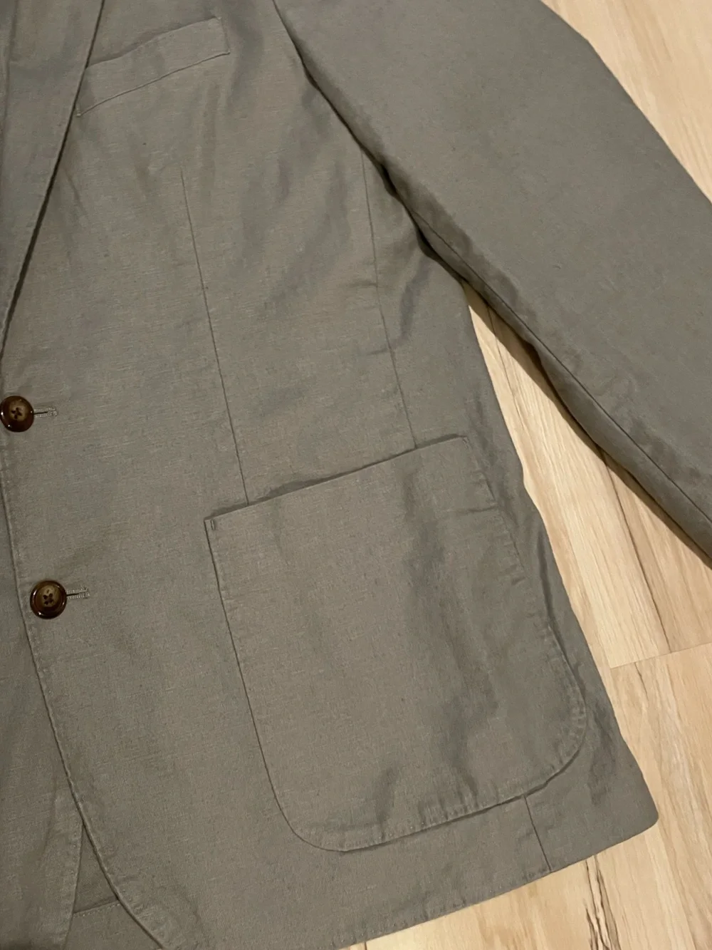 J Crew Men’s Slim Fit Suit Jacket Size Medium Gray Hemp Cotton Stretch